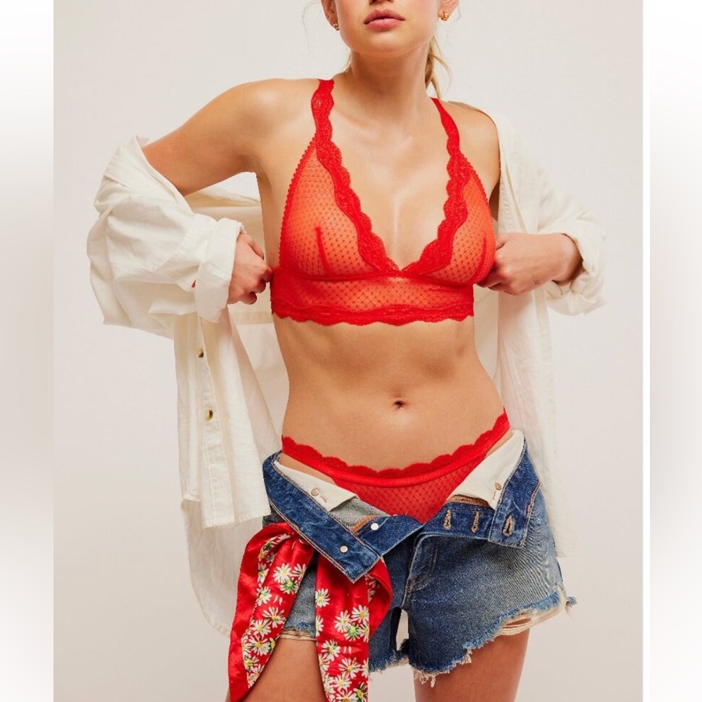Free People Midweek Longline Bra Fiery Red Lace Szs S, M, L & XL $38 Retail NWT